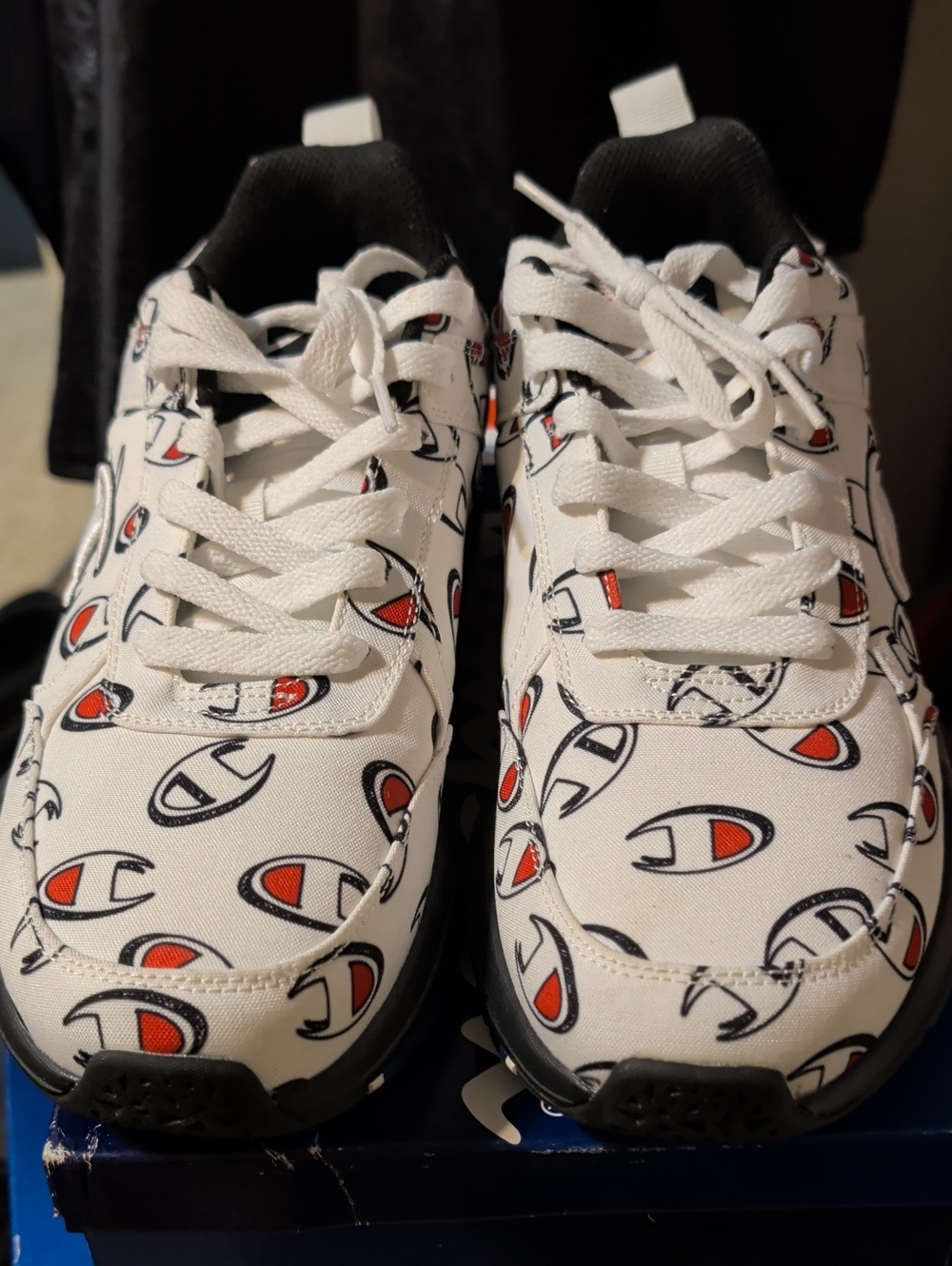 Champion Men's White Sneakers with Red & Black Logo Print